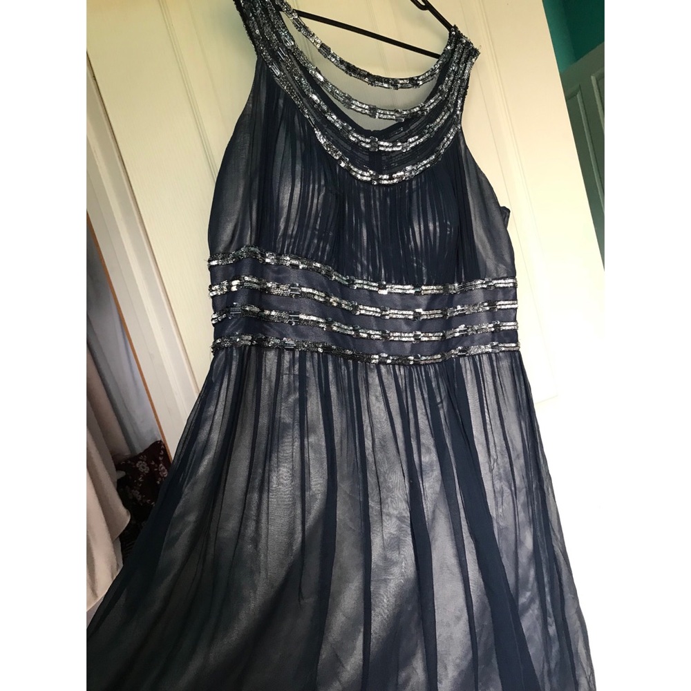 Adrianna Papell Embellished Navy Cocktail Dress